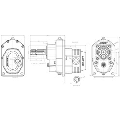 PTO GEARBOX, MALE SHAFT, RATIO 1:3,0 or 1:2,0 30KW plus cast iron pump group 3 PZ30-WOM series