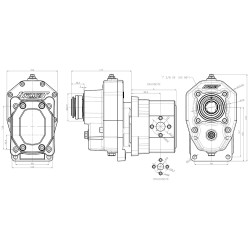 Zapfwellengetriebe mit Schiebemuffe für Forstrückewagen und Pumpe BG3, PZS-C-72X.NE