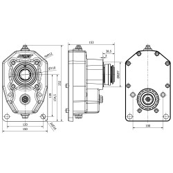 PTO GEARBOX, GROUP 3 FEMALE SHAFT QUICK-FITTING, RATIO 1:3 30KW for PZ30-WOM series pumps.