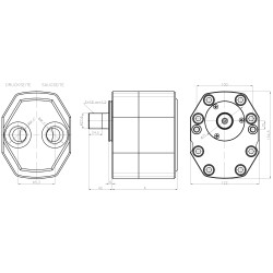 HYDRAULIC GEAR PUMP, GROUP 3, 1" INLET & 1" OUTLET, REAR PORTS, 2 BOLT FLANGE DISPLACMENT 18-82 ccm