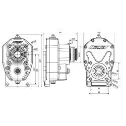 PTO GEARBOX for piston pumps, FEMALE SHAFT QUICK-FITTING, RATIO 1:2,0 35KW
