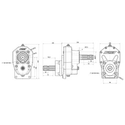 Male - male gearbox, ratio 1:2, changes rotation direction , 35 kW